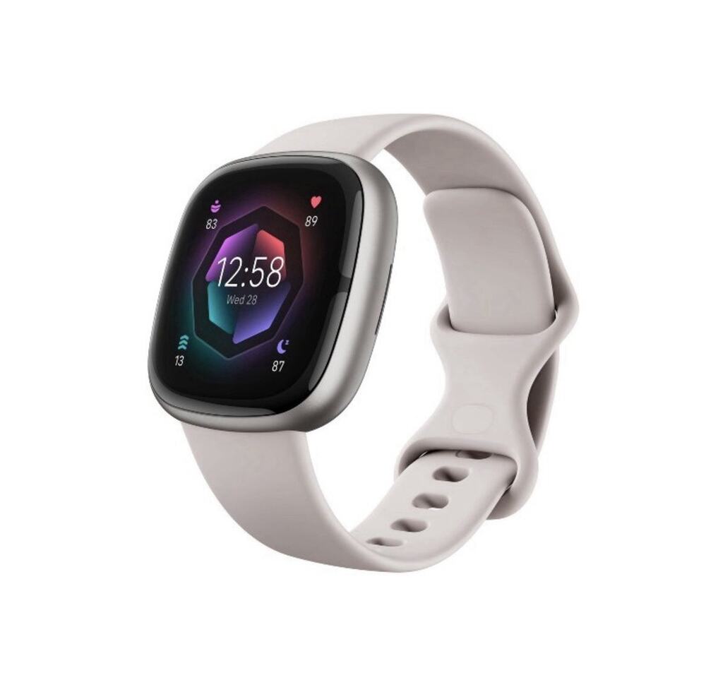 Fitbit Sense 2 Smartwatch - Platinum Aluminum with Lunar White Band - SEALED